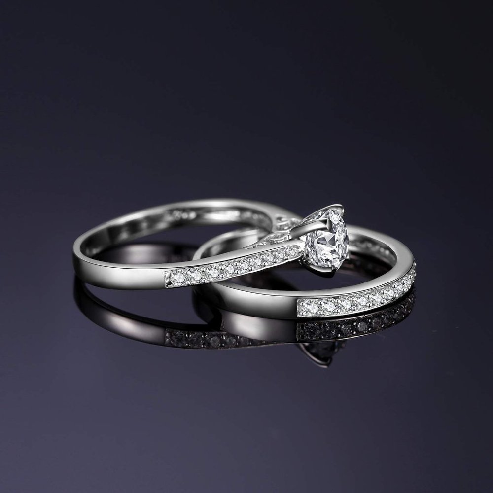 💎 1ct CZ Solitaire Bridal Set – 925 Sterling Silver 💋 - Picture 2 of 8